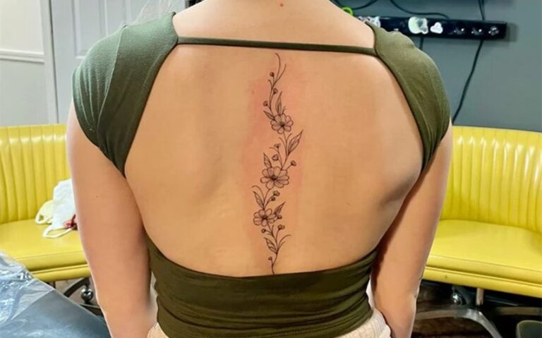 flower spine tattoo ideas